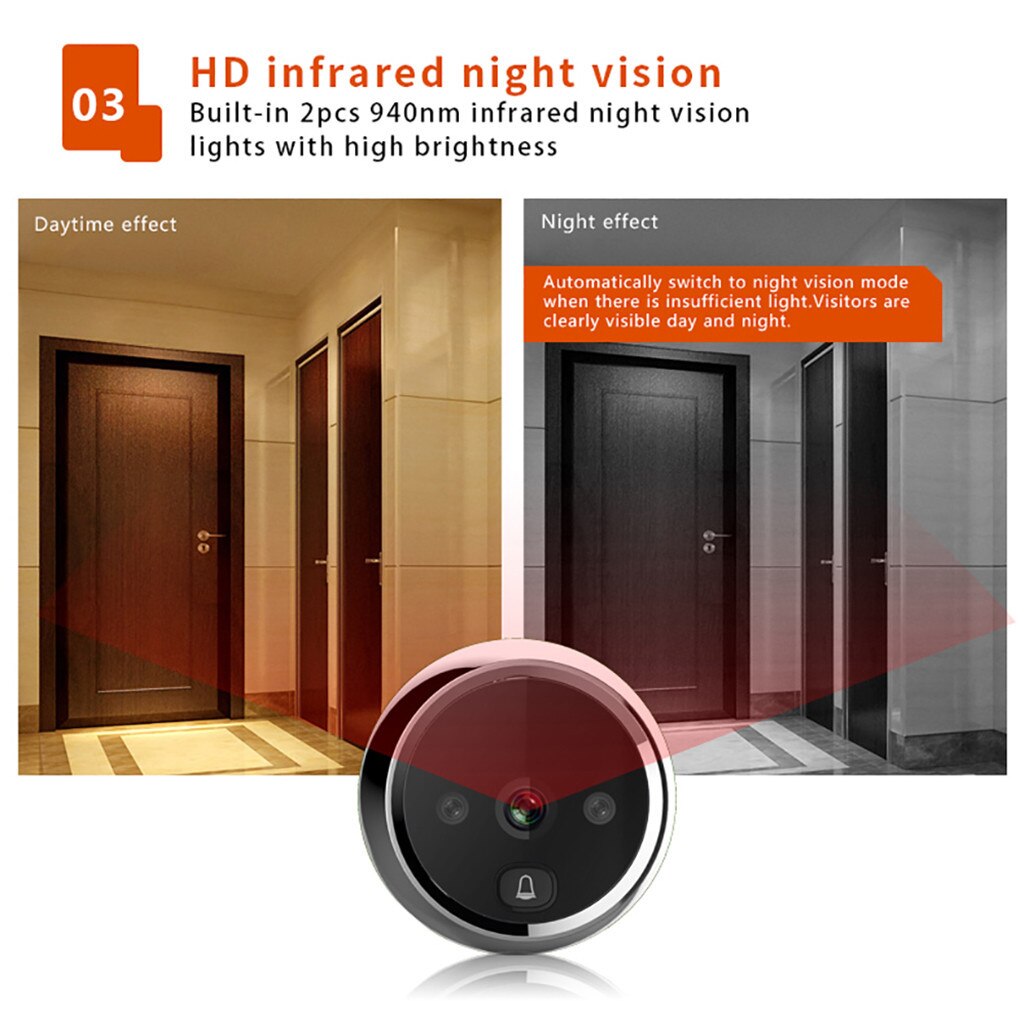 2.8 Inch Smart LCD Color Electronic Display door Doorbell Viewer Night Peephole Camer for Security Home Outdoor Monitor