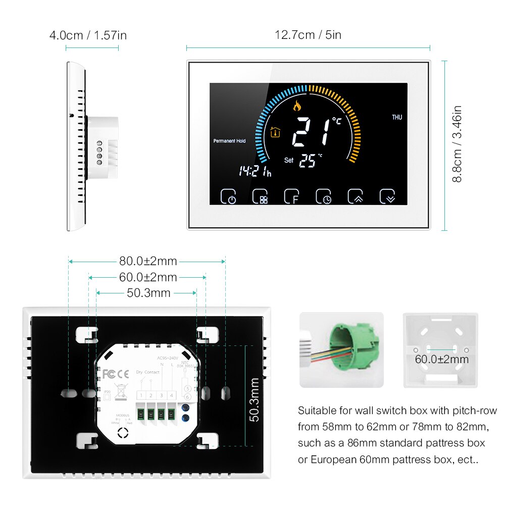 95-240V Wi-Fi Smart Programmable Thermostat Six Period Voice APP Control Backlight LCD Water/Gas Boiler Heating Thermoregulator