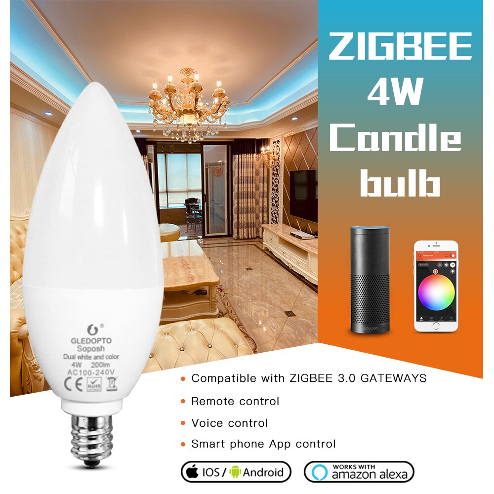 GLEDOPTO ZigBee LED Smart Bulb 4W E12/E14 Dimmable R…