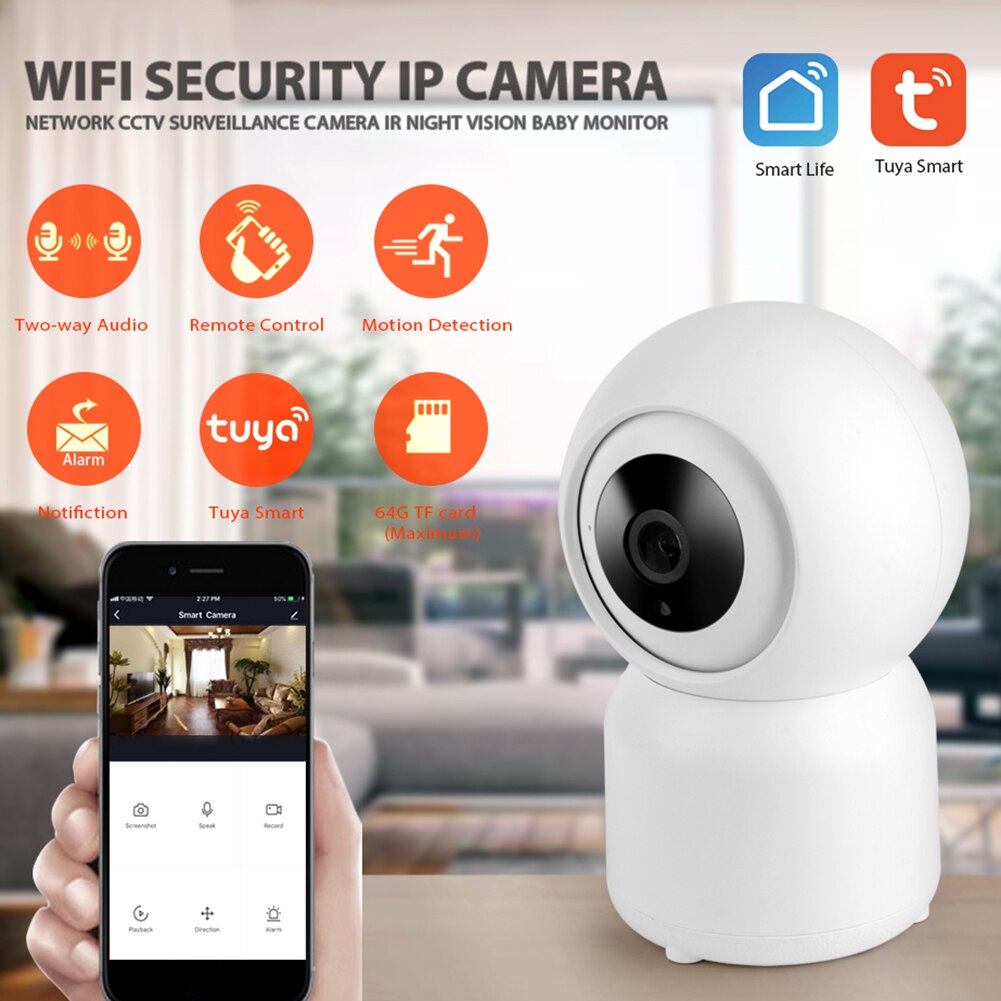 HD 1080P Smart Wireless Camera Durable Practical Multi-functional Classic Texture WiFi IR Night Vision Motion Detection Camera