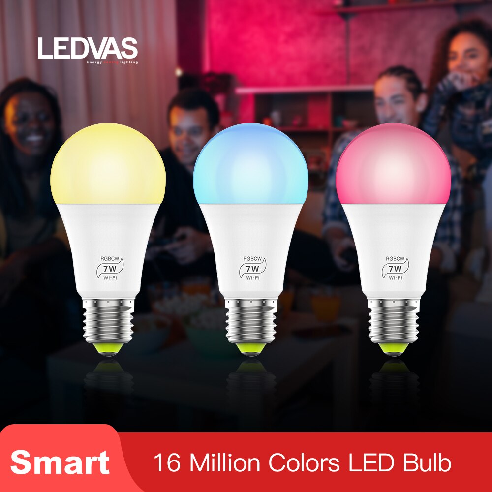 LEDVAS Wireless Smart Light Bulb LED 7W RGB Magic Light E27 Color desk lamp Light Bulb Smart Home Lighting