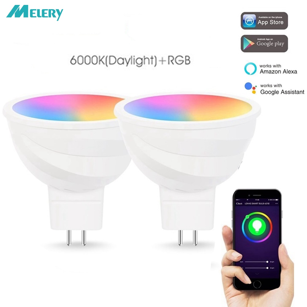 MR16 WiFi Smart LED Light Bulb 12V GU5.3 Reflector Spoltlight 50W Equivalent RGB Warm Cold White Remote Control Decorative Lamp