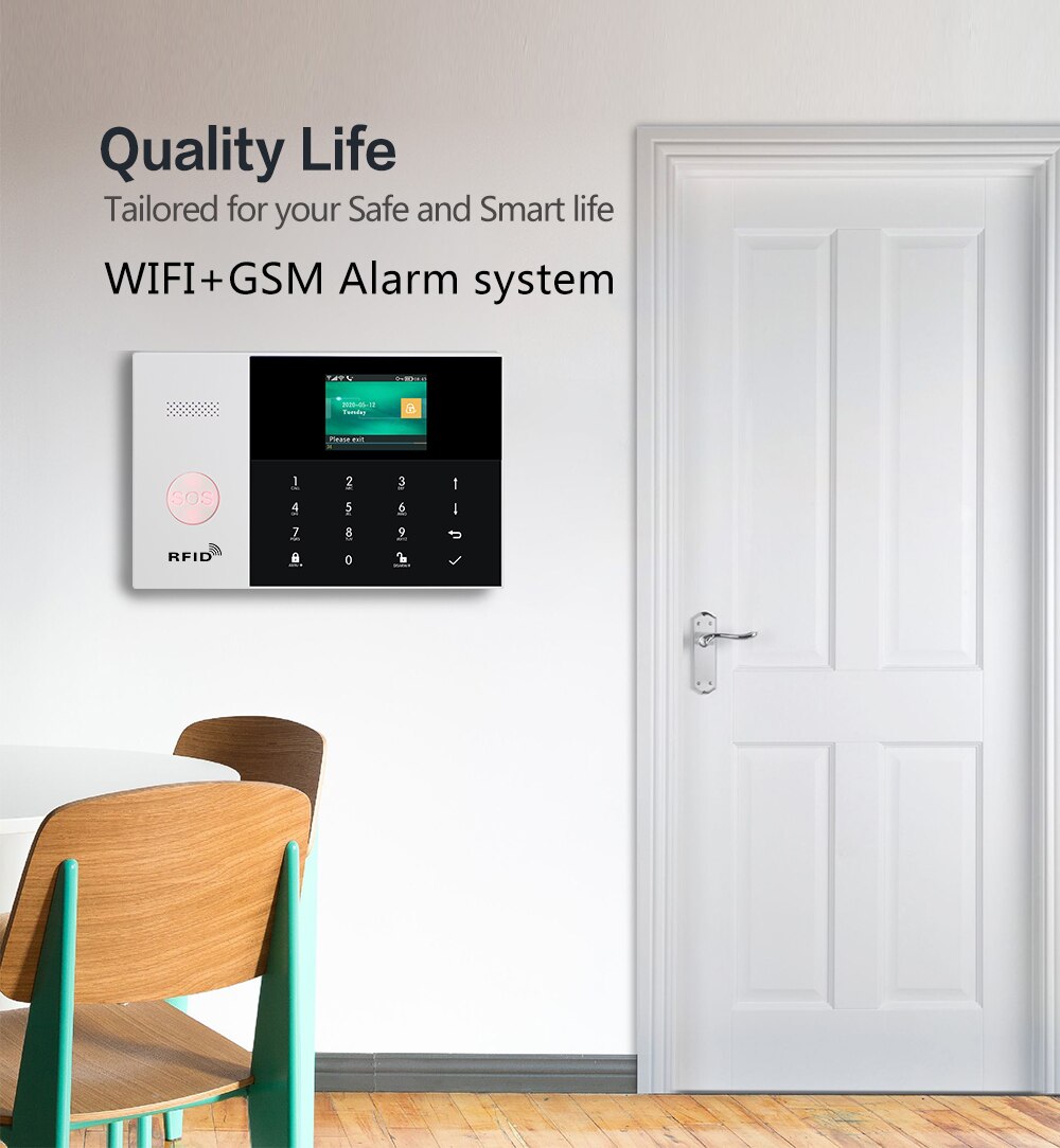 PGST PG105 TUYA GSM Alarm System with WiFi IP Camera Smoke Detector RFID Home Burglar Security Alarm Smart Home Kit