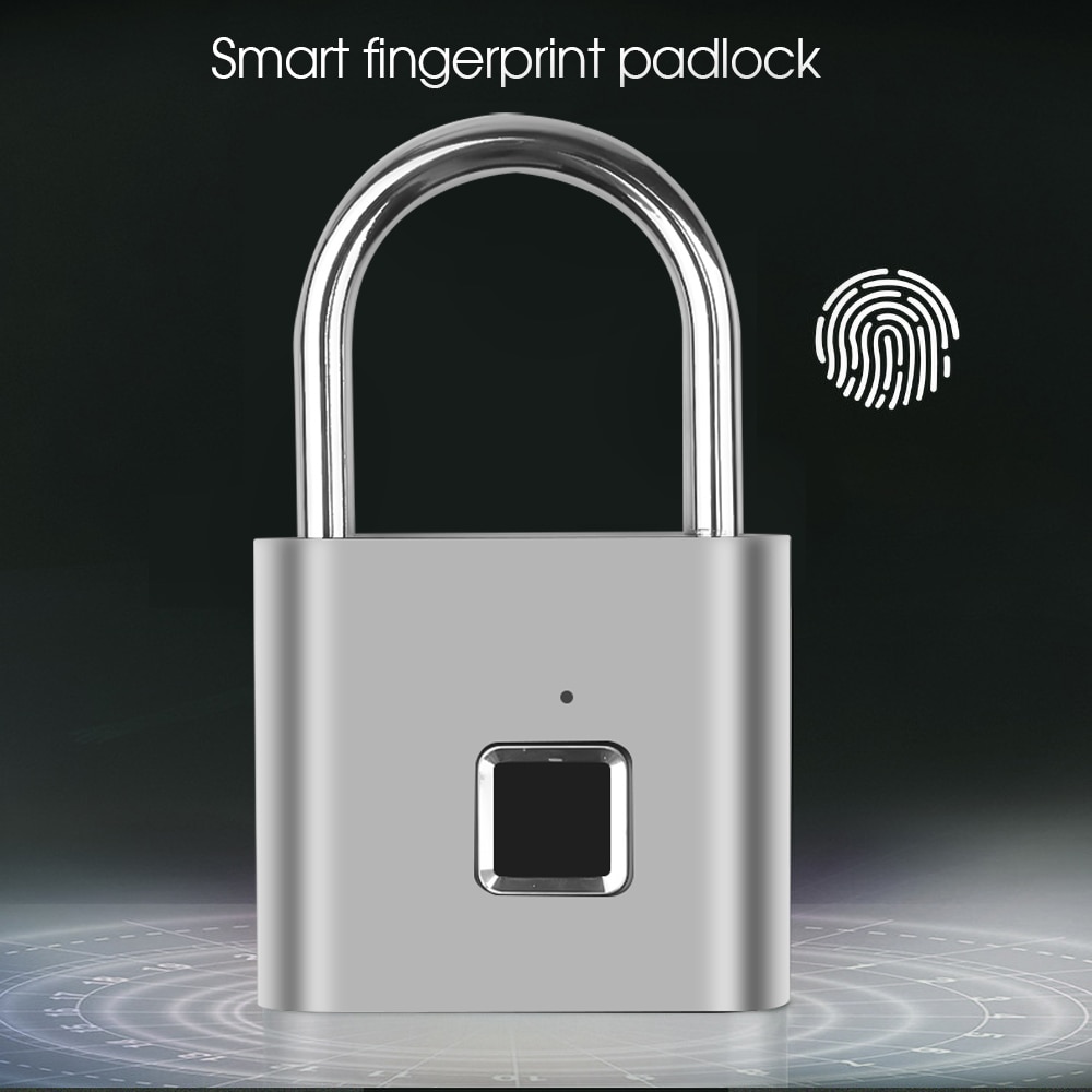 Portable Smart Fingerprint Lock Electric Biometric Door Lock USB Rechargeable IP65 Waterproof Home Door Bag Luggage Case Lock