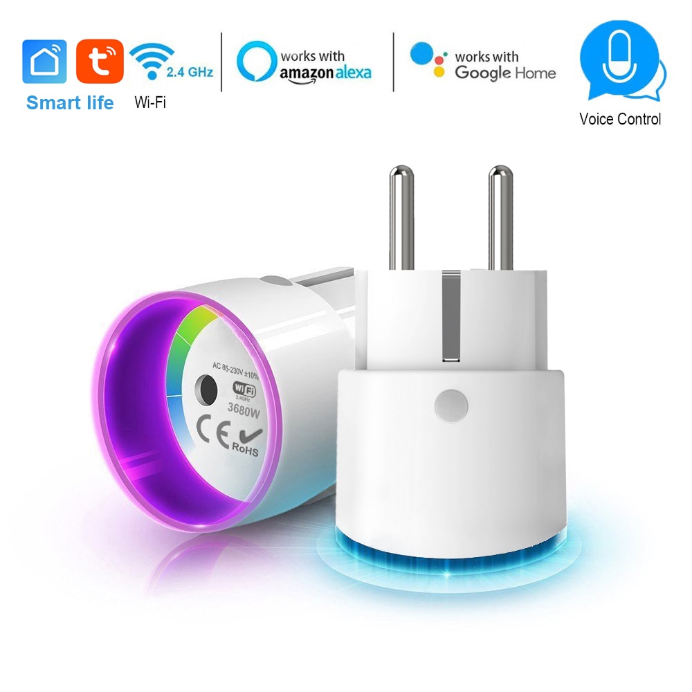 Smart Plug WiFi Control Socket 3680W 16A Power Energy Monitoring Timer Switch EU Outlet Voice Control by Alexa Google Home IFTTT