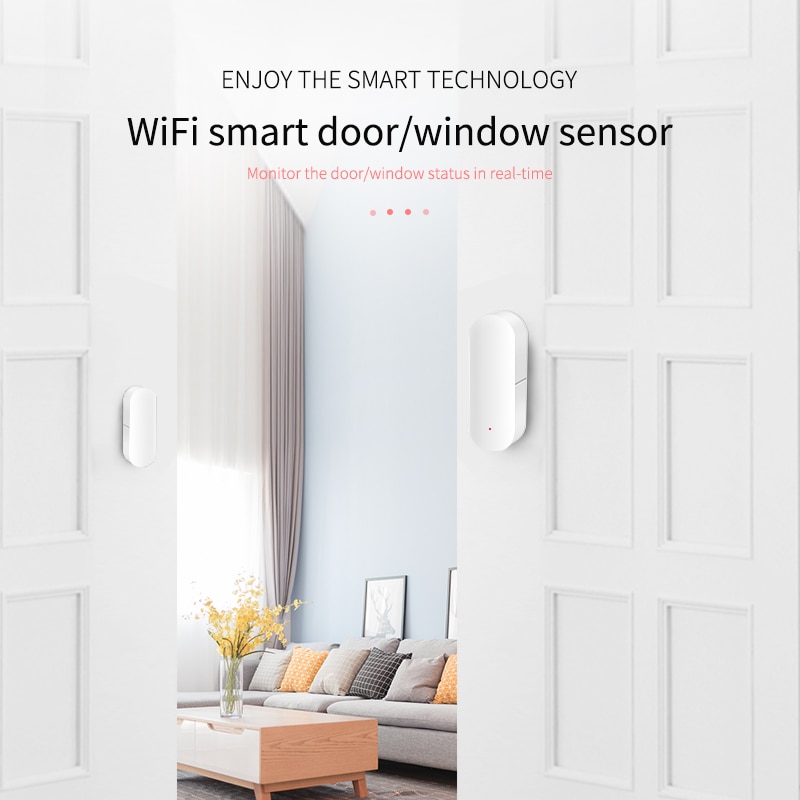 Smart WiFi Door Sensor Door Window Open Detector Home Security Notification Alerts Tuya APP Compatible With Alexa Google Home