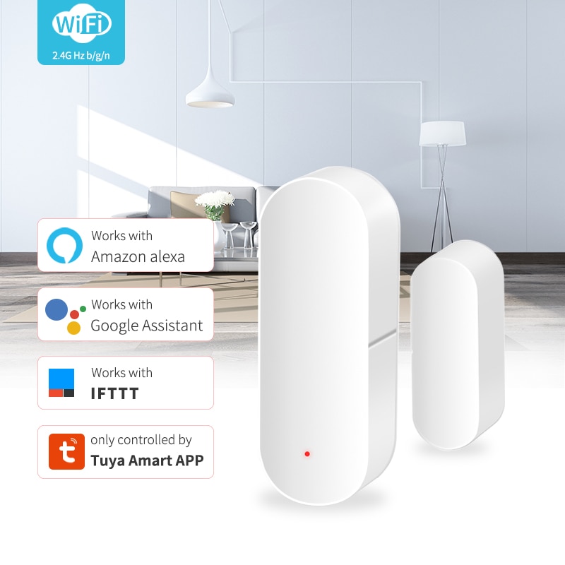 Smart WiFi Door Sensor Door Window Open Detector Home Security Notification Alerts Tuya APP Compatible With Alexa Google Home