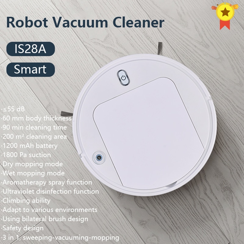 Sweeping Mopping Robot Vacuum Cleaner For Home Auto Dust Sterilize 1800PA cyclone Suction Smart Spray Sweeping USB Charge