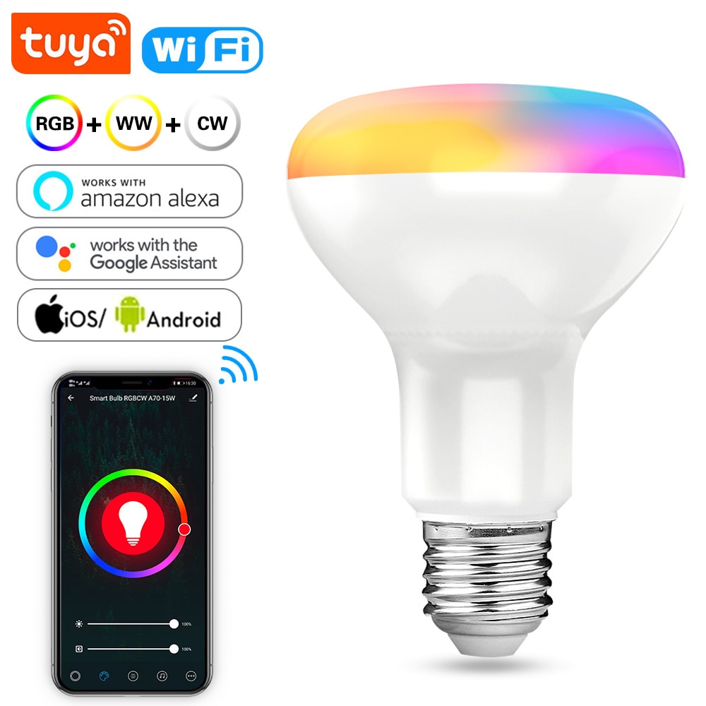 Tuya Smart Bulb 15W E27 WiFi LED Light Bulb RGB Colo…