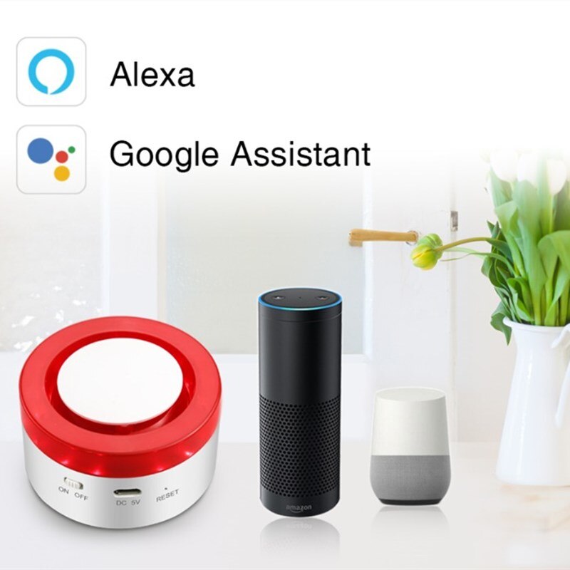 Tuya Smart WiFi Home Security Alarm System Gateway and Strobe Siren work with Amazon Alexa Google Home IFTTT Voice Control