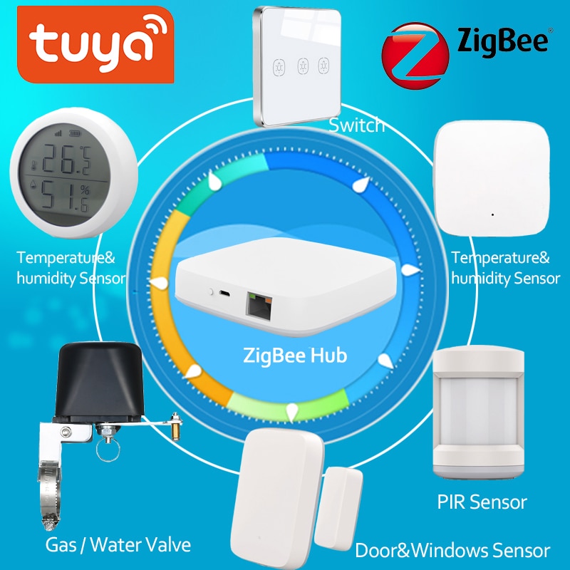 Tuya Zigbee Alarm Kit Smart Home PIR Sensor Door Sensor Temperature&Humidity Sensor Home Automation Scene Security Smartlife