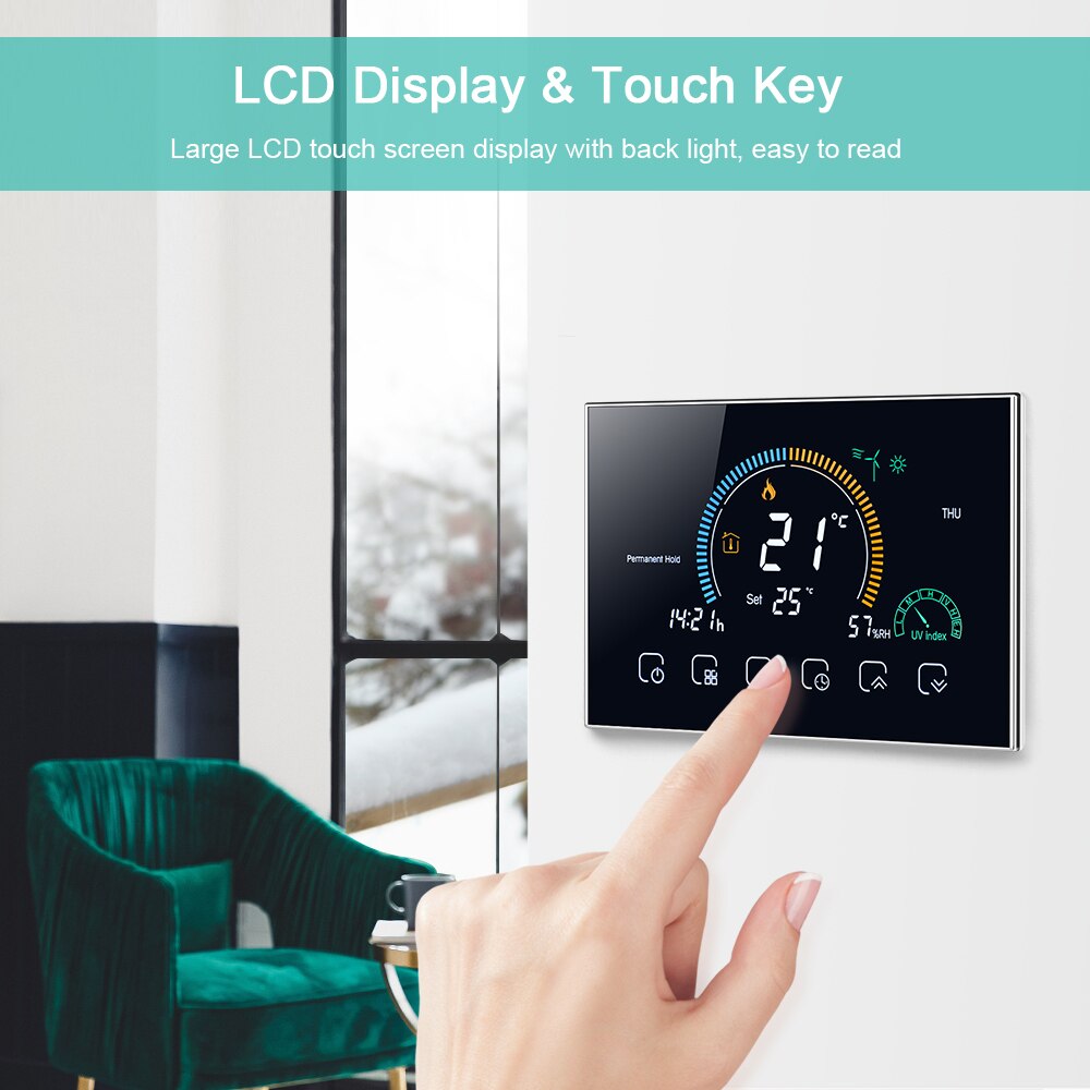 Wi-Fi Voice APP Control Smart Programmable Thermostat ?/ ? Switchable Backlight LCD Water/ Gas Boiler Heating Thermoregulator