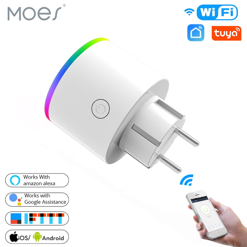 WiFi Smart Plug Outlet Wireless Power Socket Smart Life/Tuya App Remote Control Work with Alexa Google Home No Hub Required EU