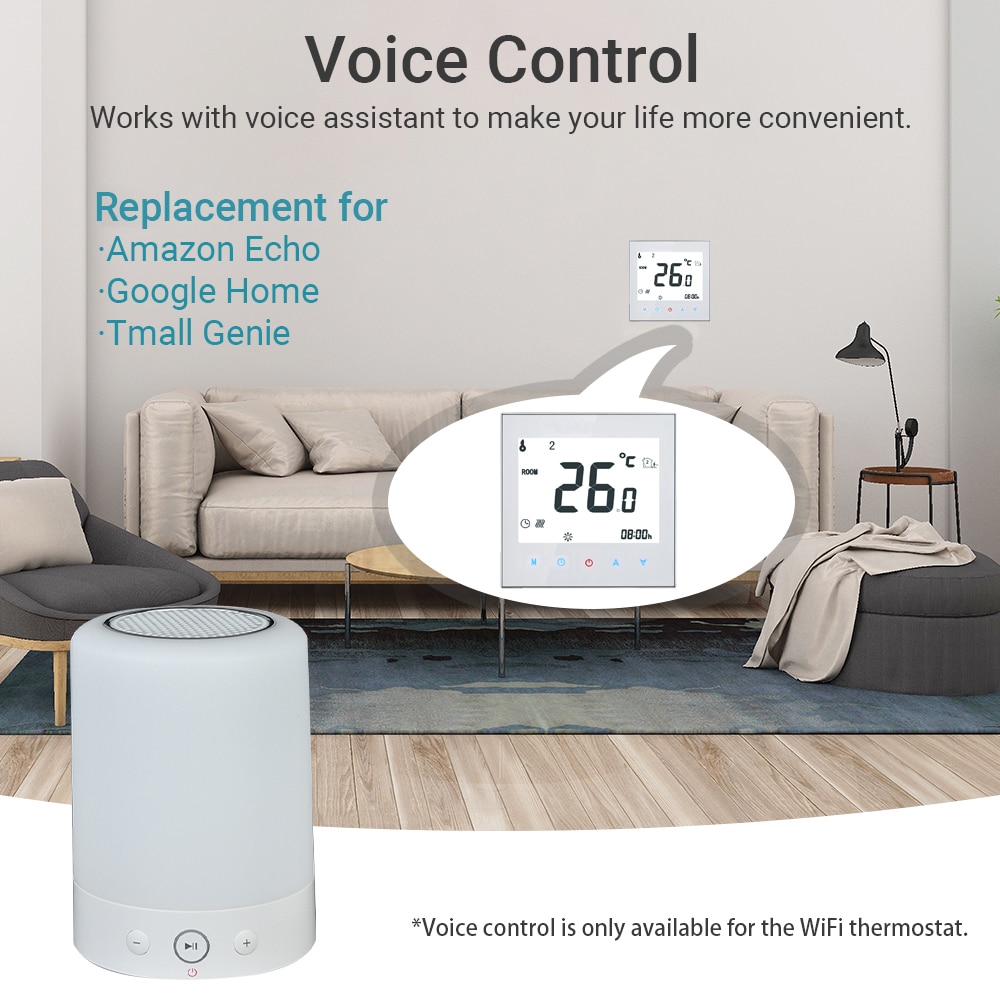 WiFi Thermostat Home Programmable Thermostat Water/Gas Boiler Smart Touchscreen Heat App and Voice Control for Echo Google Home