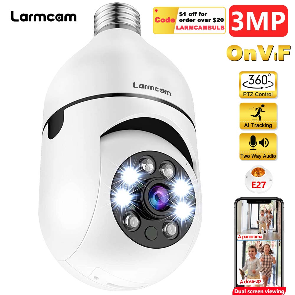 3MP E27 Bulb Camera WiFi Indoor Video Surveillance 1…