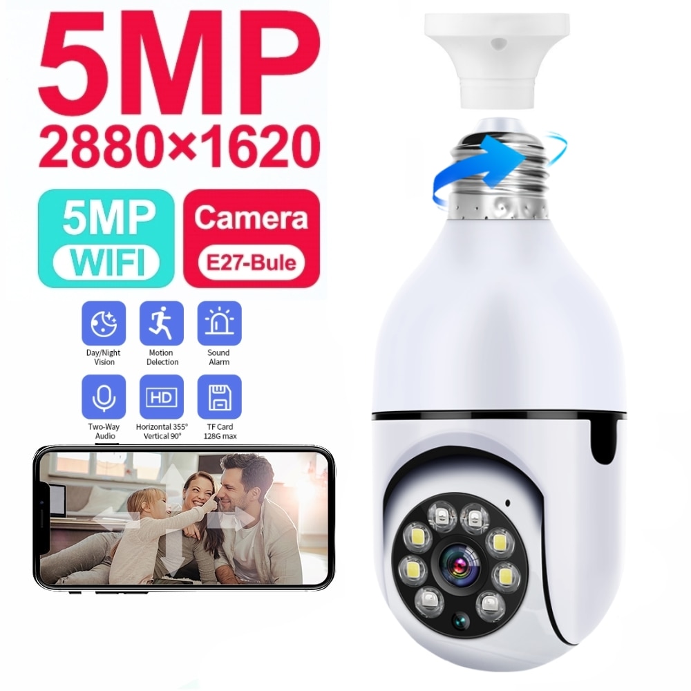 5MP E27 Bulb Camera WiFi Indoor Video Surveillance H…