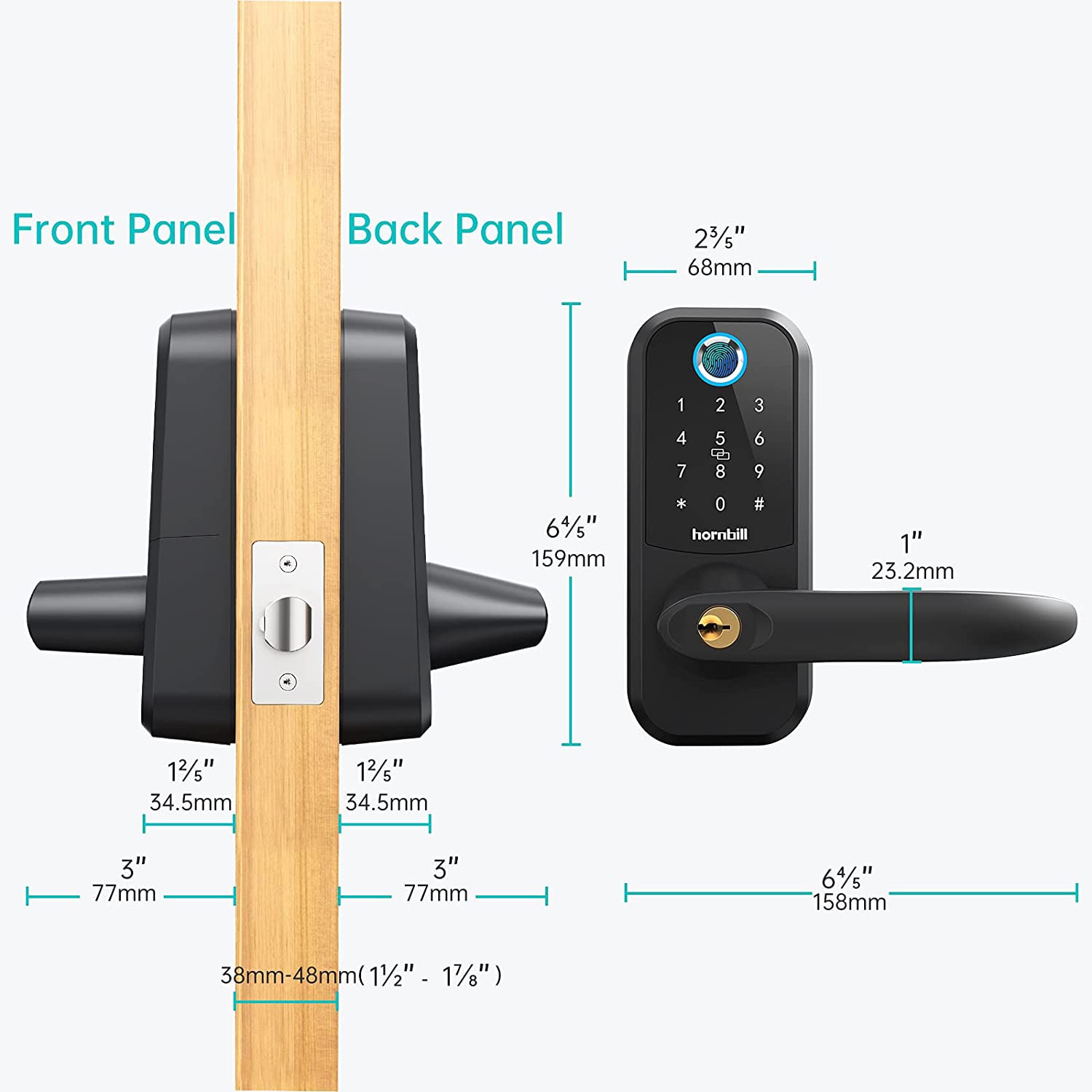 Hornbill Electronic Fingerprint Smart Door Lock Blue…