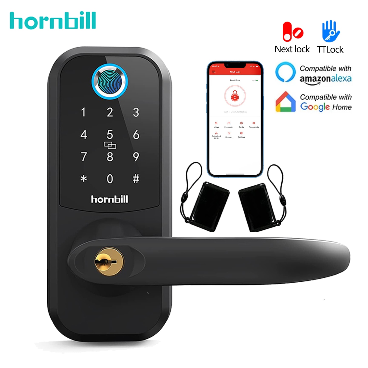 Hornbill Electronic Fingerprint Smart Door Lock Blue…