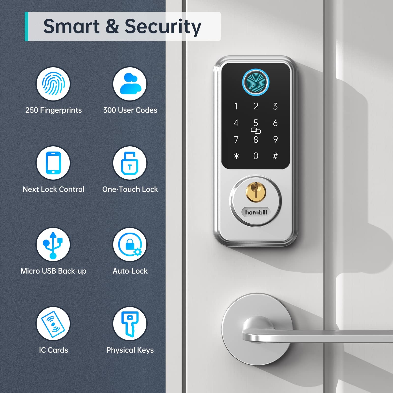 Hornbill Fingerprint Smart Door Lock G2 Hub Wifi Gat…