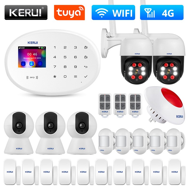 KERUI Alarm System Kit 4G GSM WIFI Tuya Smart Home A…