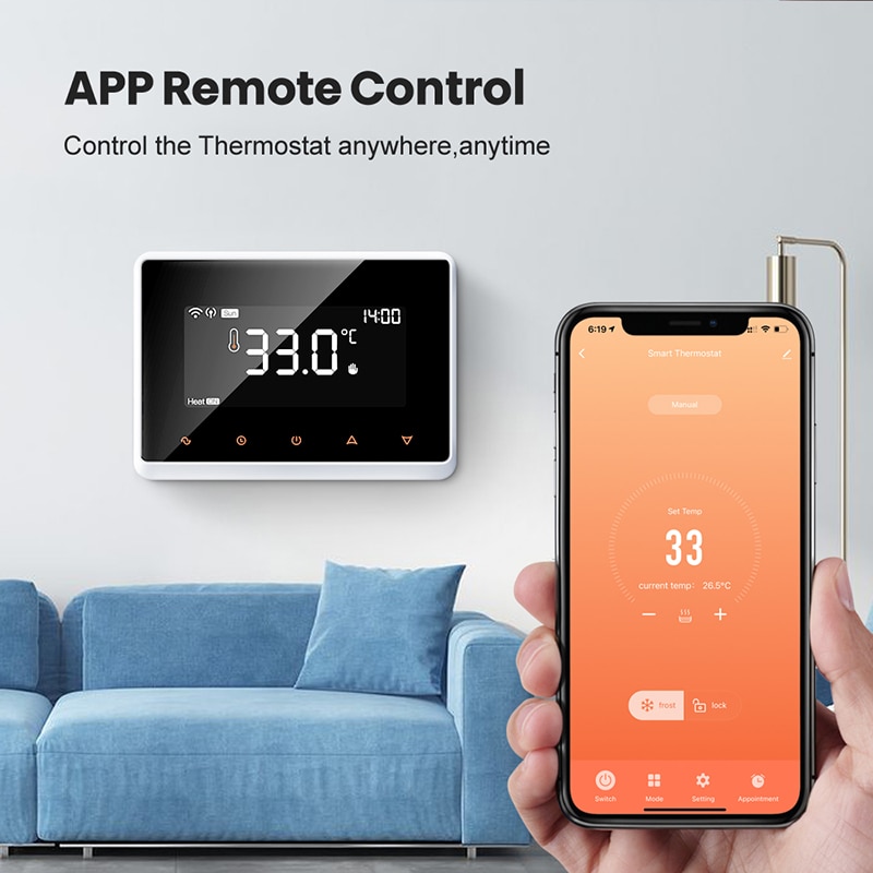 Smart WiFi Thermostat,Tuya RF Wireless Temperature C…