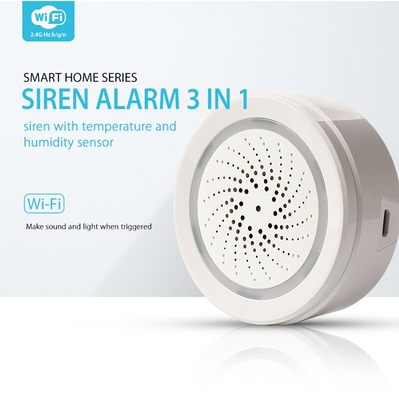 Tuya WiFi Alarm Siren 100dB with Temperature and Hum…