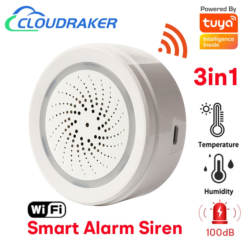 Tuya WiFi Alarm Siren 100dB with Temperature and Hum…