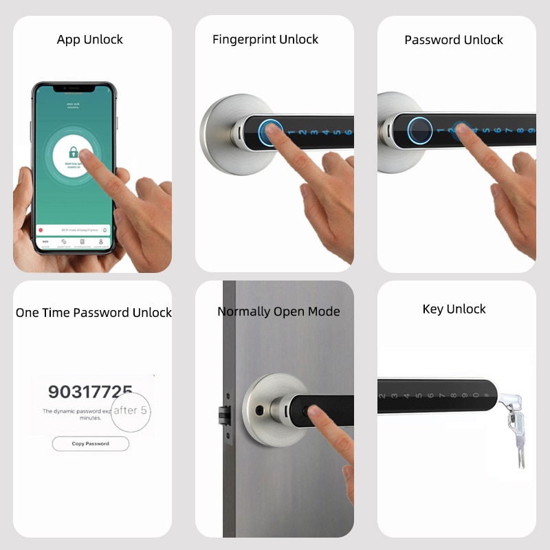 Wifi Tuya Fingerprint Door Lock APP Remotely Open Sm…